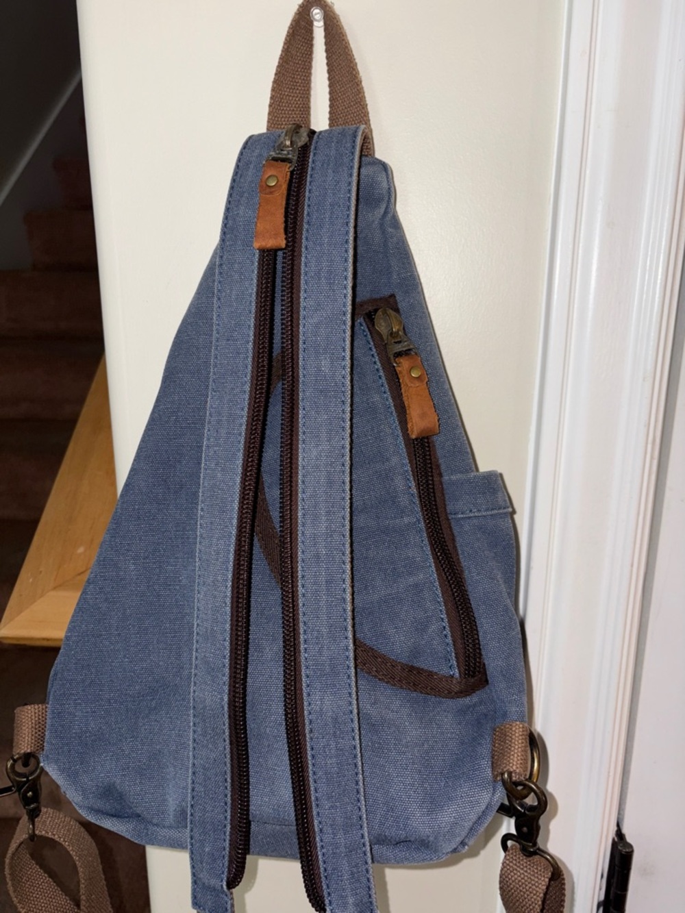 Denim Sling Backpack Bag - Picture 2 of 8